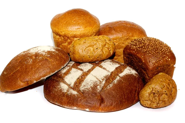 stock image Loafs of whole wheat and rye bread and isolated