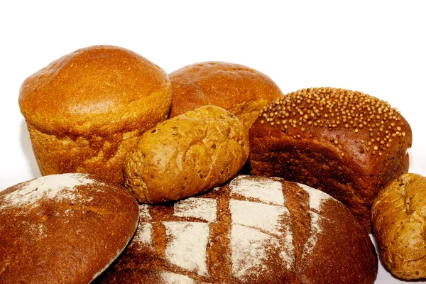 Loafs of whole wheat and rye bread and isolated — Stock Photo, Image