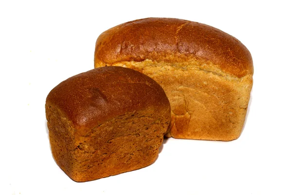 Mains de pain de blé entier et de seigle et isolés — Photo