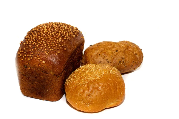 Хліб цільної пшениці та житнього хліба та ізольований — стокове фото