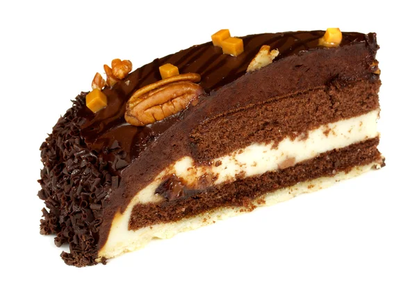 Izole whiped krem ile çikolatalı kek — Stok fotoğraf