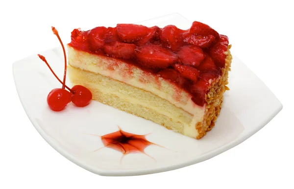Κέικ με φράουλα κάλυμμα — Φωτογραφία Αρχείου
