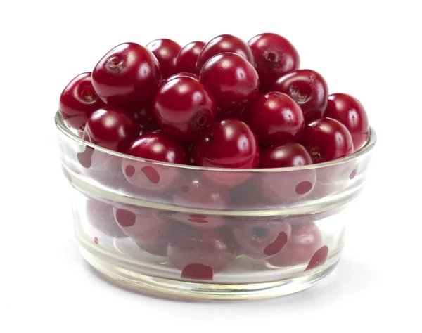 stock image Bowl with ripe cherries. Isolated on a white background.