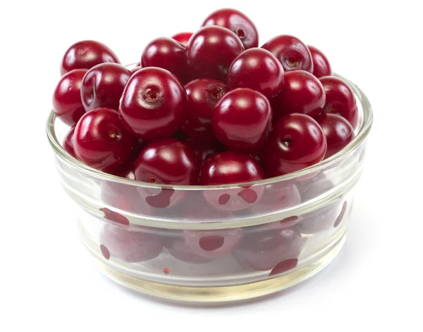 stock image Bowl with ripe cherries. Isolated on a white background.