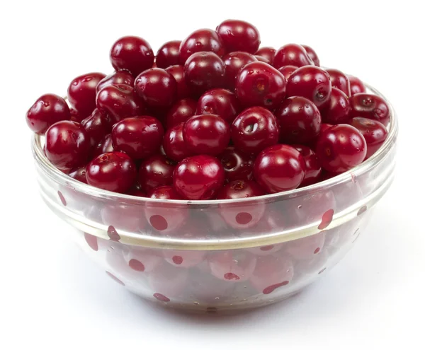 stock image Bowl with ripe cherries. Isolated on a white background.