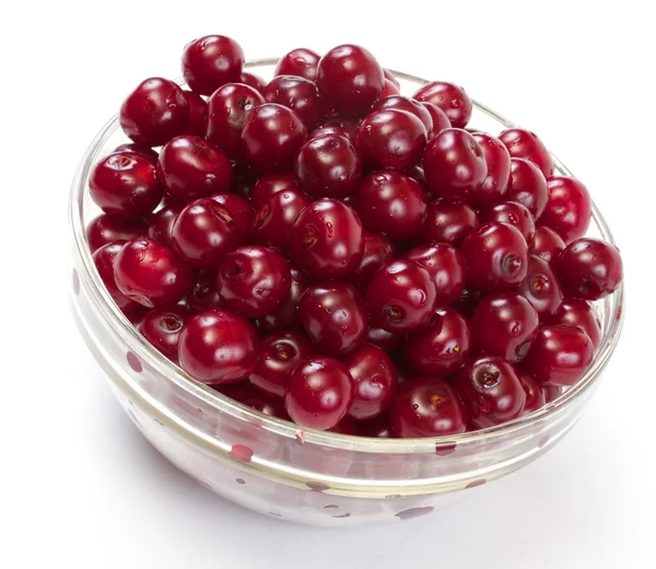 stock image Bowl with ripe cherries. Isolated on a white background.