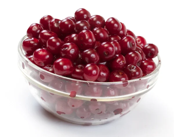 stock image Bowl with ripe cherries. Isolated on a white background.