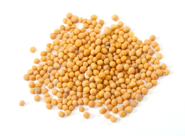 Yellow mustard seeds isolated on white background — Stock Photo, Image