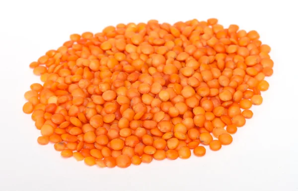 Red lentils isolated on white — Stock Photo, Image