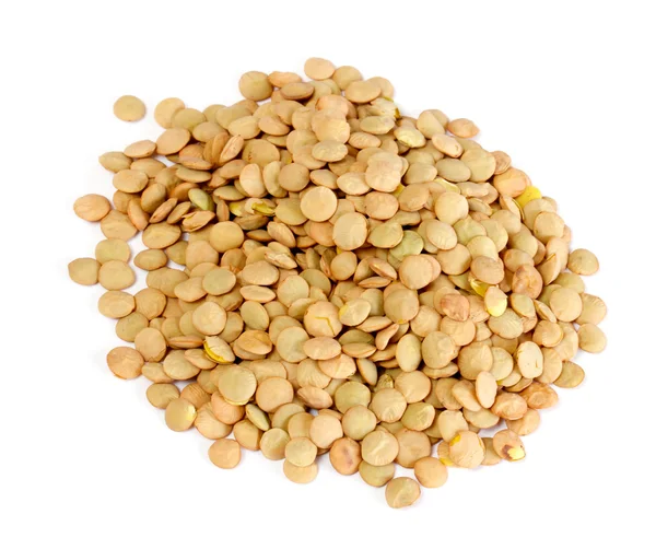 Brown lentils scattered on white background — Stock Photo, Image