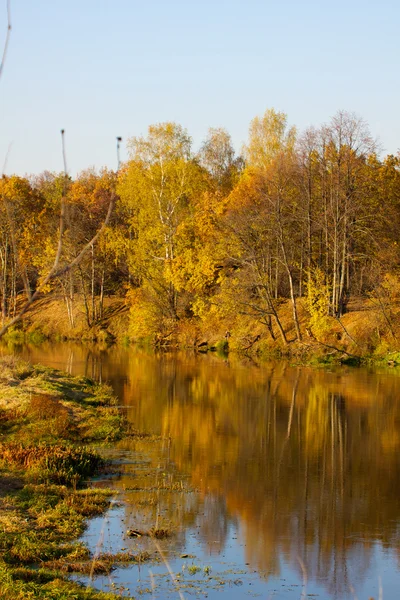 河边五彩缤纷的秋树城堡 — 图库照片