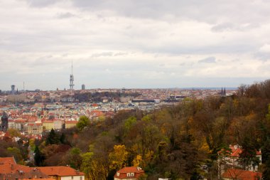 Prag'ın Gotik Kalesi ve Binalar üzerinde görünüm