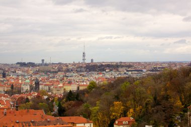 Prag'ın Gotik Kalesi ve Binalar üzerinde görünüm