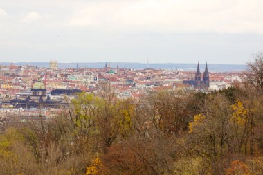 Prag'ın Gotik Kalesi ve Binalar üzerinde görünüm