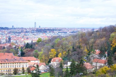 Prag'ın Gotik Kalesi ve Binalar üzerinde görünüm