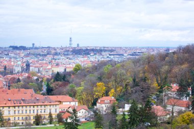 Prag'ın Gotik Kalesi ve Binalar üzerinde görünüm