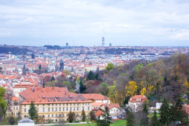 Prag'ın Gotik Kalesi ve Binalar üzerinde görünüm