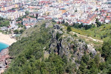 Alanya Şehir hill, deniz kıyısında, Türkiye