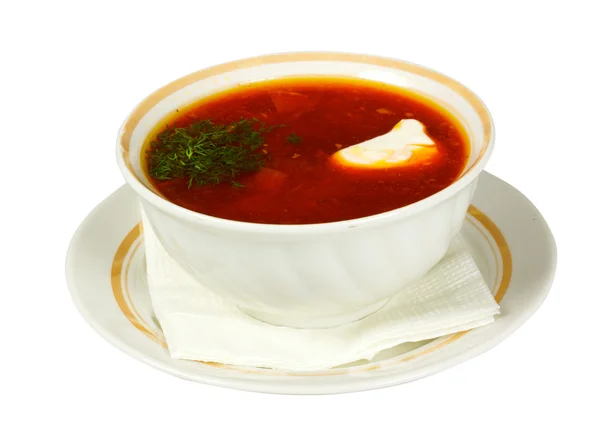 Ukrainska och ryska nationella röd soppa-borsch — Stockfoto