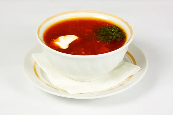 Ukrainska och ryska nationella röd soppa-borsch — Stockfoto