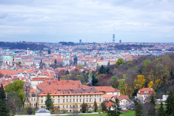 Pohled na gotický hrad a budovy Praze — Stock fotografie