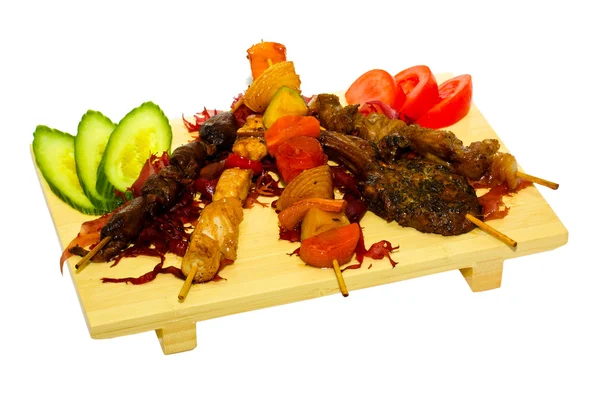 플레이트 바베 큐 고기 및 야채 — 스톡 사진