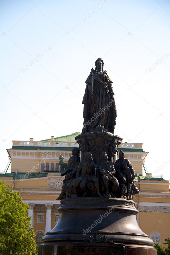 Monument to empress and the Alexandrine theater