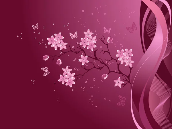 Fleur de cerisier, fond gris — Image vectorielle