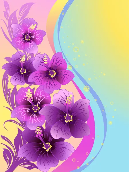 Hibiscus çiçek, tropikal illüstrasyon, vektör — Stok Vektör
