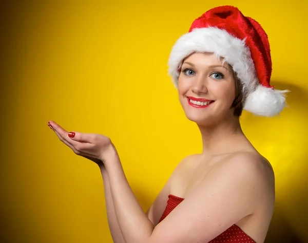 stock image Christmas girl in santa hat