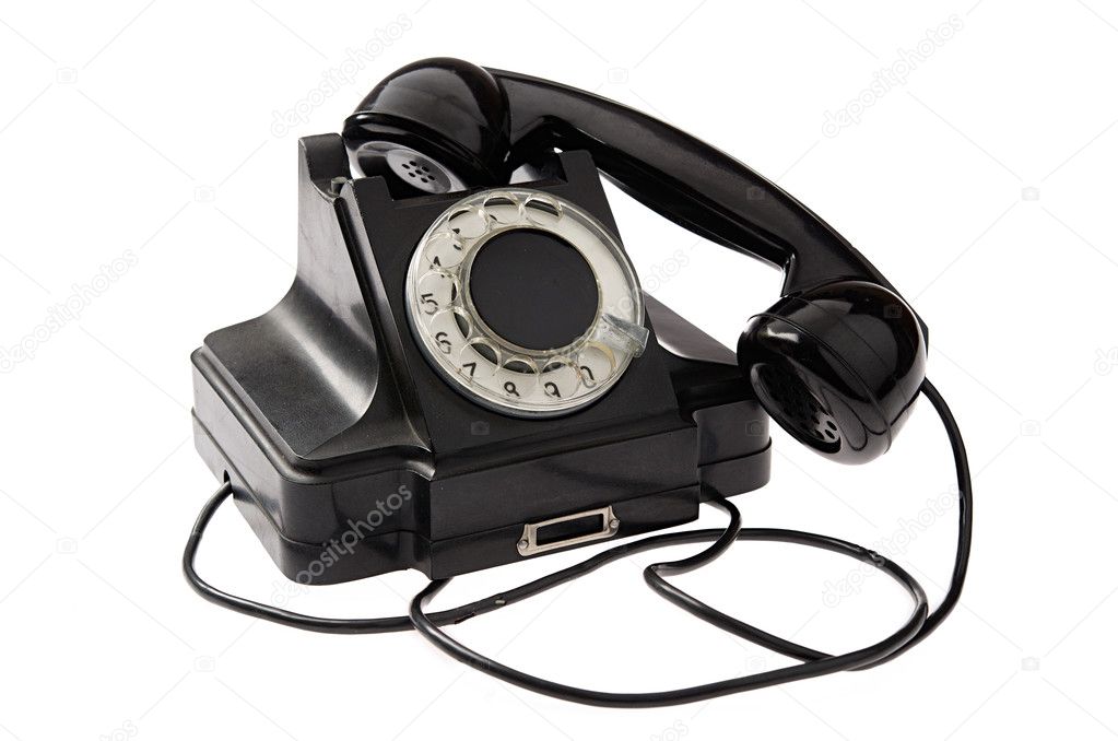 Old black vintage rotary style telephone