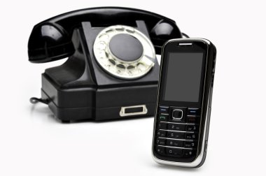 Modern and vintage telephones clipart