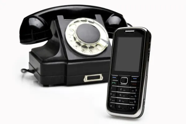 Modern and vintage telephones — Stock Photo, Image