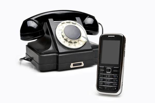 Modern and vintage telephones — Stock Photo, Image