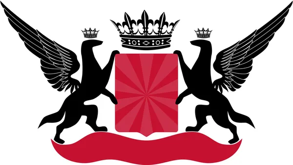 Emblema heráldico com cão, coroa e asas — Fotografia de Stock
