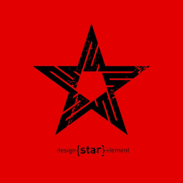 Абстрактный элемент дизайна черная звезда с эффектом гранжа — стоковое фото