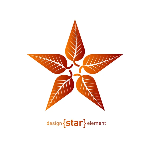 Élément de design abstrait étoile avec feuilles d'automne rouges — Photo