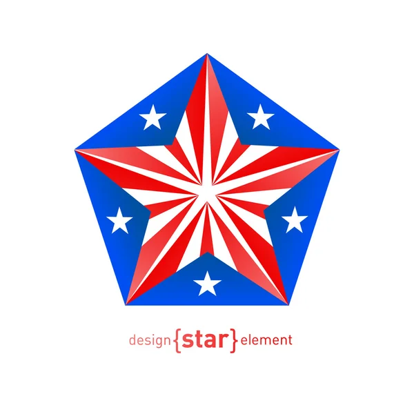 3d estrella abstracta con colores de la bandera de Puerto Rico — Foto de Stock