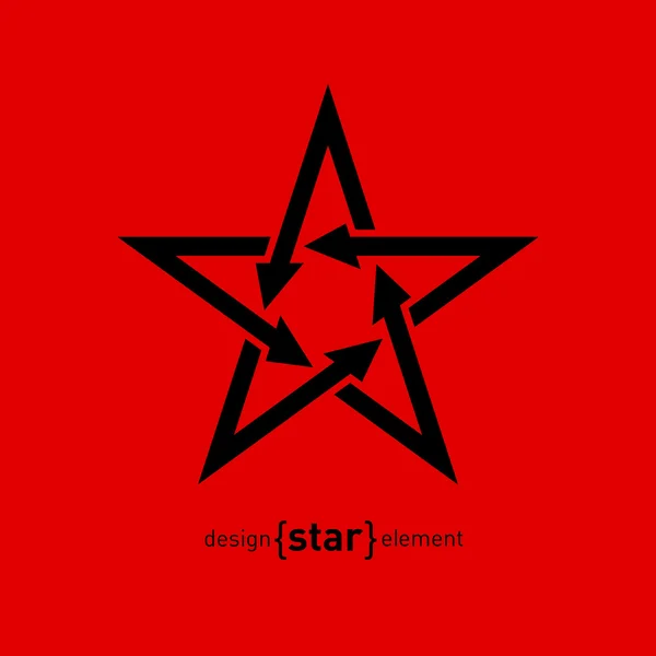 Абстрактный элемент дизайна черная звезда со стрелками — стоковое фото