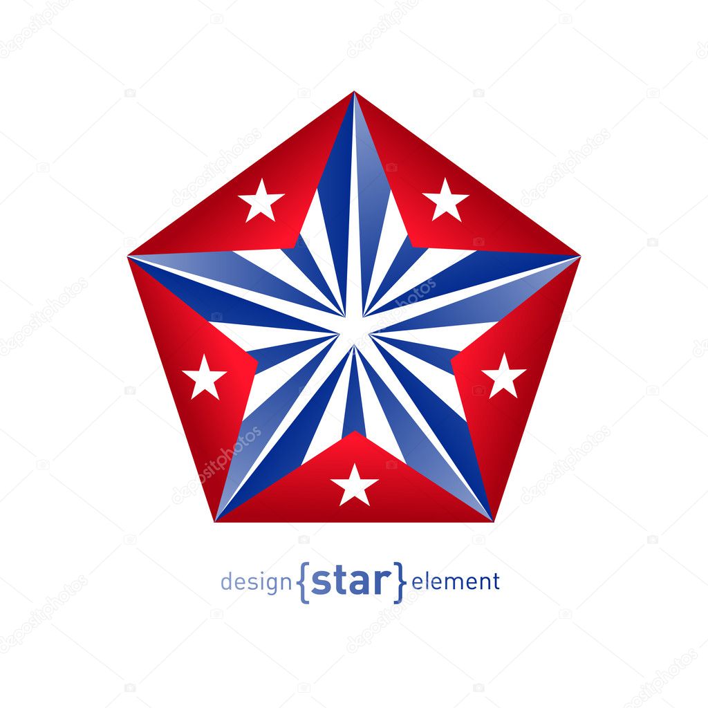 3d abstract star with Cuba flag colors