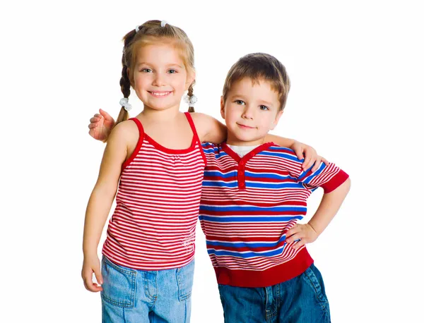 Kleine jongen en meisje — Stockfoto