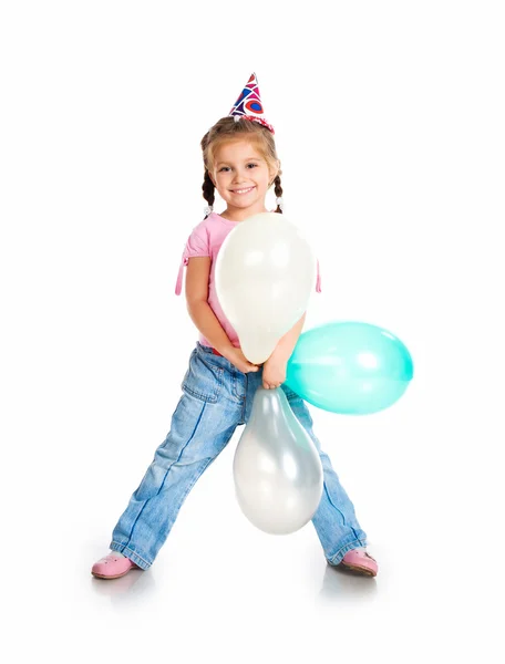 Little girl in birthday cap — Stock Photo, Image