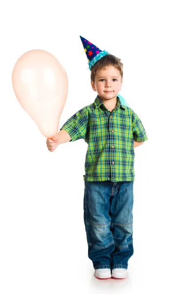 Malý chlapec v čepici narozeniny — Stock fotografie