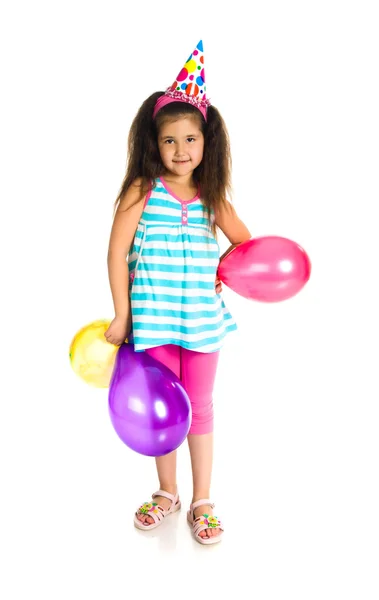 Kleines Mädchen mit Geburtstagskappe — Stockfoto