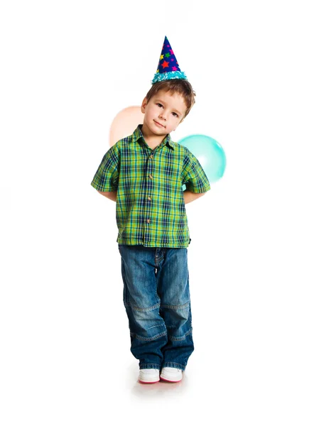 Niño pequeño con gorra de cumpleaños —  Fotos de Stock