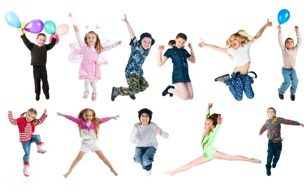 Collectie foto's van kinderen springen — Stockfoto