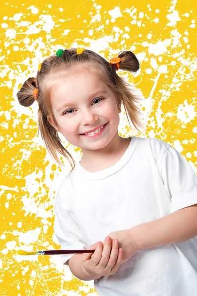 Little girl with paint — Stock Photo, Image