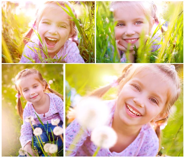 Милая маленькая девочка на лугу — стоковое фото