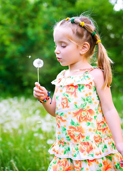 초원에 귀여운 소녀 — 스톡 사진