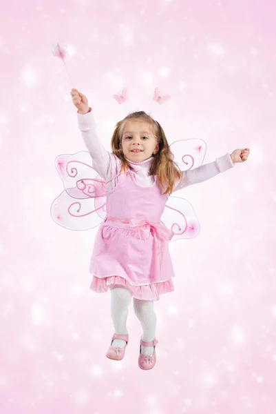 Bambina in costume da fata salto — Foto Stock